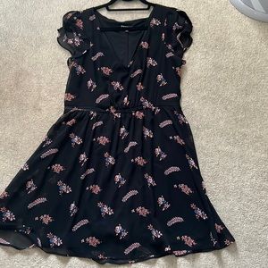 Express Flutter sleeve floral and black mini dress